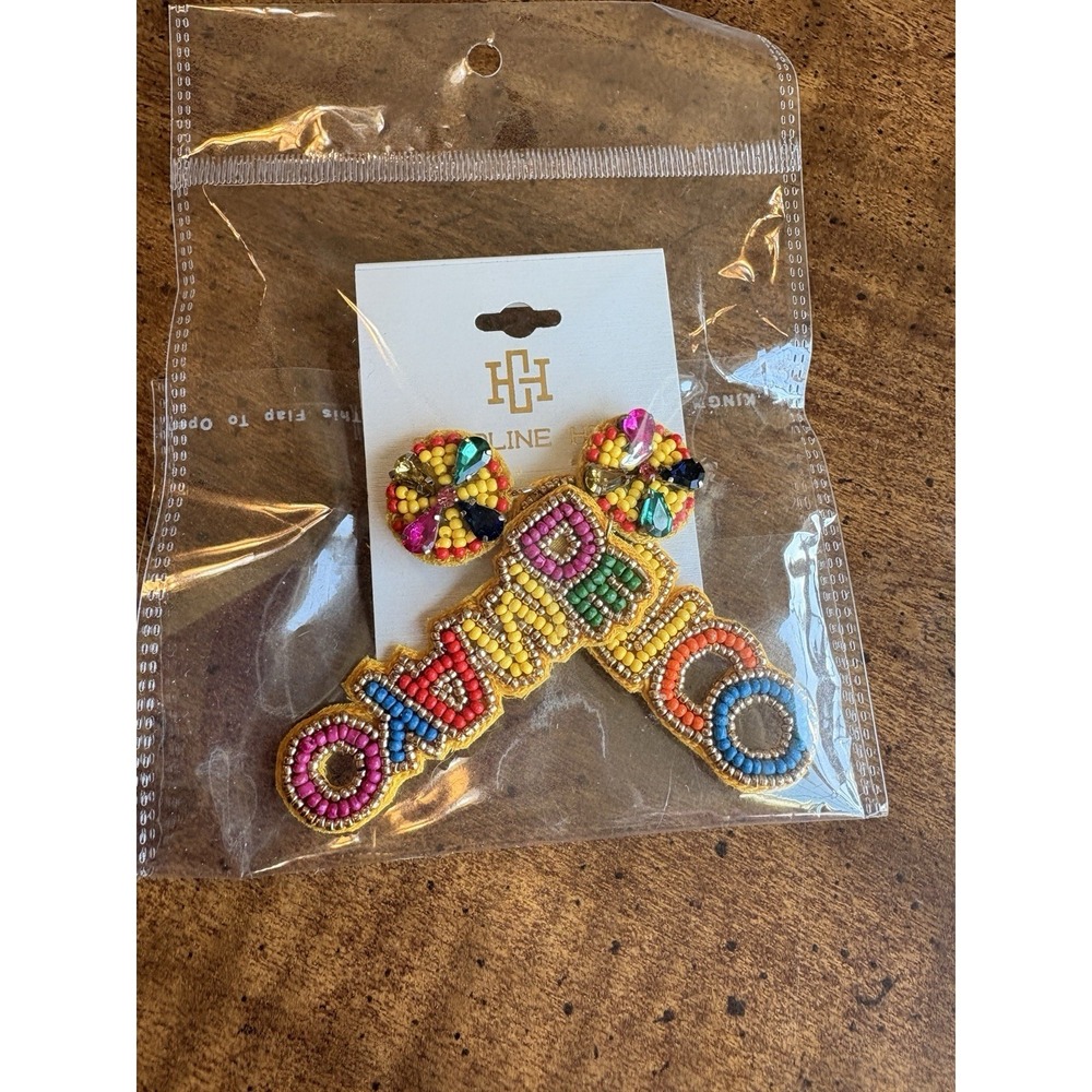 Cinco De Mayo Large Colorful Beaded Post Earrings For Pierced Ears